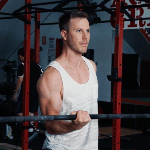 core strength for upper limb. Biceps curl with bar.